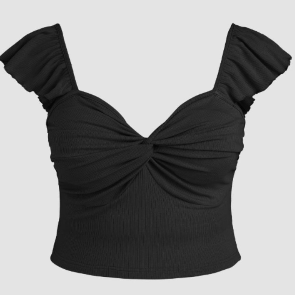 Twist Ruffle Hem Crop Top Curve & Plus 2XL